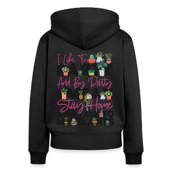 Plant Lover Gardening I Like To - Frauen Premium Bio Zip Hoodie - Schwarz - Hinten - Julia (174cm)