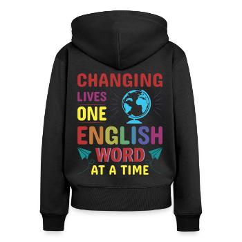 ESL-Lehrer ESL Unterricht - Frauen Premium Bio Zip Hoodie - Schwarz - Hinten - Julia (174cm)