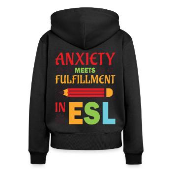 ESL-Lehrer ESL Unterricht - Frauen Premium Bio Zip Hoodie - Schwarz - Hinten - Julia (174cm)