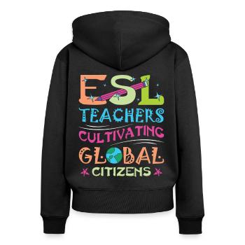 ESL-Lehrer ESL Unterricht - Frauen Premium Bio Zip Hoodie - Schwarz - Hinten - Julia (174cm)