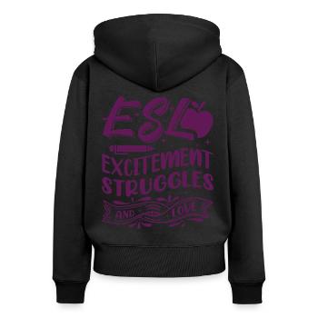 ESL-Lehrer ESL Unterricht - Frauen Premium Bio Zip Hoodie - Schwarz - Hinten - Julia (174cm)