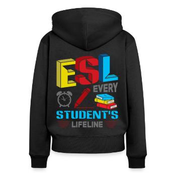 ESL-Lehrer ESL Unterricht - Frauen Premium Bio Zip Hoodie - Schwarz - Hinten - Julia (174cm)