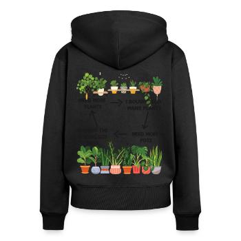 Les amateurs de plantes ont besoin de plus - Sweat à capuche zippé Premium bio Femme - noir - Dos - Julia (174cm)