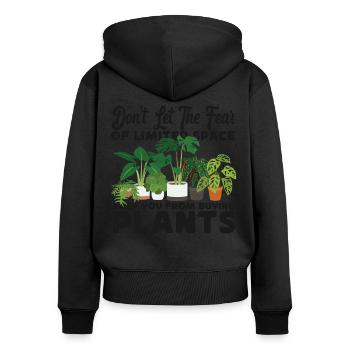Plant Lover Gardening Monstera - Frauen Premium Bio Zip Hoodie - Schwarz - Hinten - Julia (174cm)