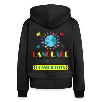 ESL-Lehrer ESL Unterricht - Frauen Premium Bio Zip Hoodie - Schwarz - Hinten - Julia (174cm)