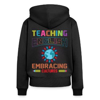 ESL-Lehrer ESL Unterricht - Frauen Premium Bio Zip Hoodie - Schwarz - Hinten - Julia (174cm)