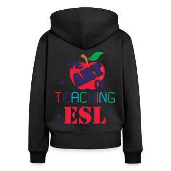 ESL-Lehrer ESL Unterricht - Frauen Premium Bio Zip Hoodie - Schwarz - Hinten - Julia (174cm)
