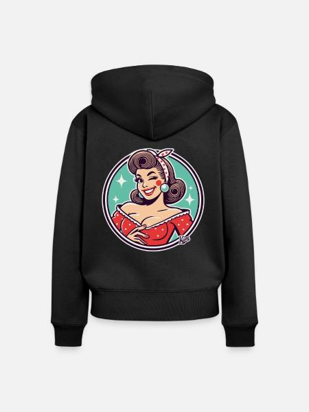 Die gute Retro Hausfrau - Frauen Premium Bio Zip Hoodie - Schwarz