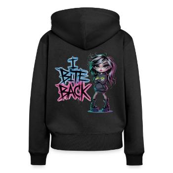 Rebellious with - Chemise Power Femme - Sweat à capuche zippé Premium bio Femme - noir - Dos - Julia (174cm)