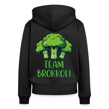 Brokkoli, Vegetarier, Gemüse, Vegan, Team Brokkoli - Frauen Premium Bio Zip Hoodie - Schwarz - Hinten - Julia (174cm)
