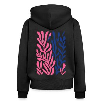 Abstract Matisse Corals: Retro Sea Magic - Women's Premium Organic Zip Hoodie - black - Back - Julia (174cm)