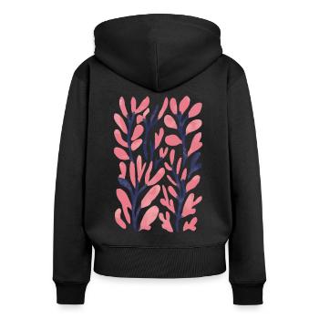 Retro Seaweed Pattern: Pastel Sea Magic - Women's Premium Organic Zip Hoodie - black - Back - Julia (174cm)