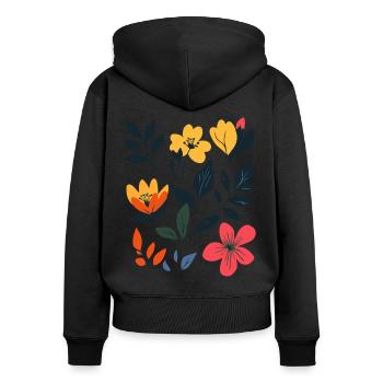Retro flower meadow: Summer blossom magic - Women's Premium Organic Zip Hoodie - black - Back - Julia (174cm)