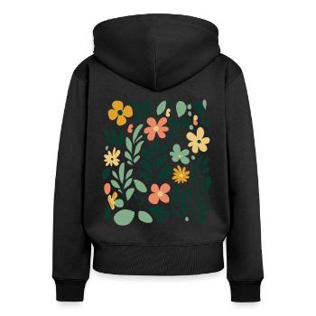 Abstract flowers: play of colours in the Matisse style - Women's Premium Organic Zip Hoodie - black - Back - Julia (174cm)