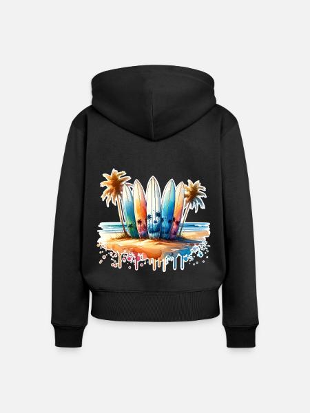 Surfen Surfer - Frauen Premium Bio Zip Hoodie - Schwarz