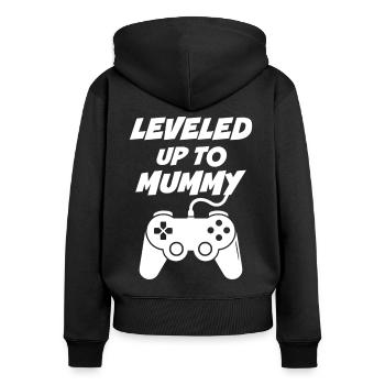 Bis zur Mumie aufgestiegen - Frauen Premium Bio Zip Hoodie - Schwarz - Hinten - Julia (174cm)
