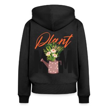 Plant Lover Gardening Plant Mom - Frauen Premium Bio Zip Hoodie - Schwarz - Hinten - Julia (174cm)