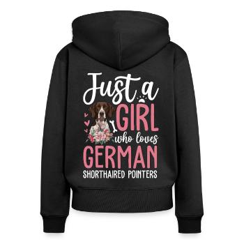 Just A Girl Who Loves German Shorthaired Pointers - Frauen Premium Bio Zip Hoodie - Schwarz - Hinten - Julia (174cm)