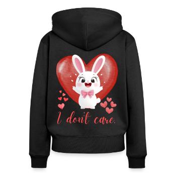Funny bunny with saying: Irony for rabbit lovers - Women's Premium Organic Zip Hoodie - black - Back - Julia (174cm)