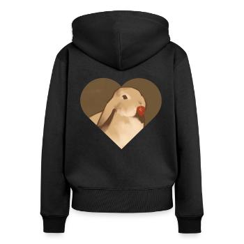 Bunny with strawberry: Cute design for fans - Women's Premium Organic Zip Hoodie - black - Back - Julia (174cm)