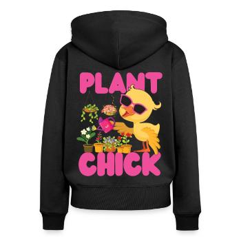 Amateur de plantes jardinage Poulet fille - Sweat à capuche zippé Premium bio Femme - noir - Dos - Julia (174cm)