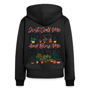 Amateur de plantes jardinière Fille juste - Sweat à capuche zippé Premium bio Femme - noir - Dos - Julia (174cm)
