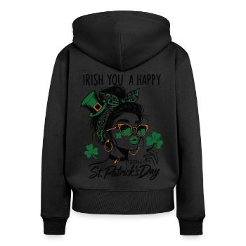 Irlandais Vous Une Fille Heureuse De La Saint-Patrick - Sweat à capuche zippé Premium bio Femme - noir - Dos - Julia (174cm)