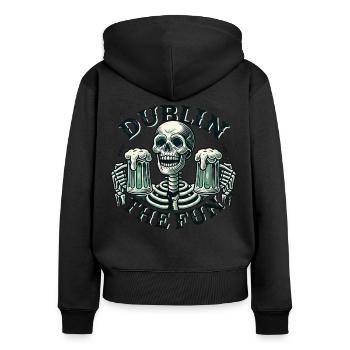 Sankt Patricks Tag Dublin The Fun - Frauen Premium Bio Zip Hoodie - Schwarz - Hinten - Julia (174cm)