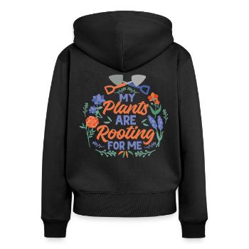 Plant Lover Gardening Pun My - Women's Premium Organic Zip Hoodie - black - Back - Julia (174cm)