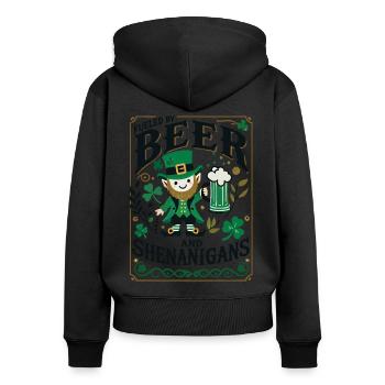 Saint-Patrick : Bière et manigances - Sweat à capuche zippé Premium bio Femme - noir - Dos - Julia (174cm)