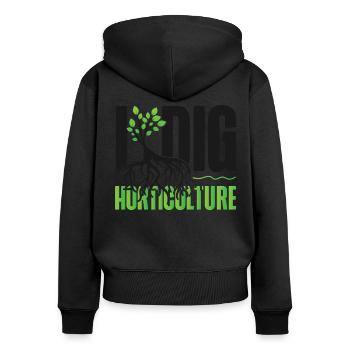 Plant Lover Gardening Pun I Dig - Frauen Premium Bio Zip Hoodie - Schwarz - Hinten - Julia (174cm)