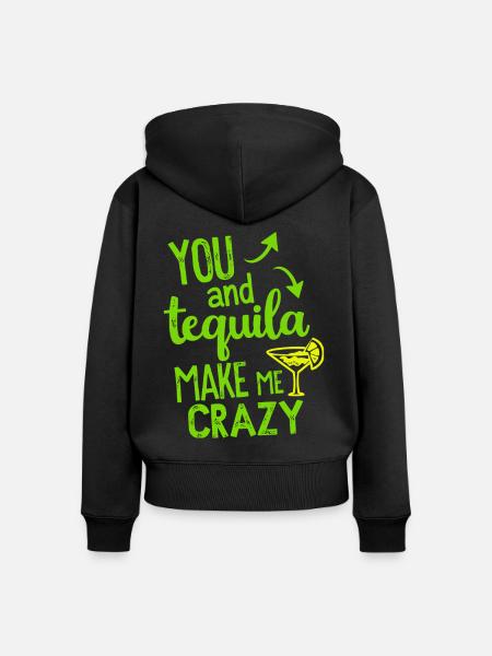 Tequila Party Spruch Zitat - Frauen Premium Bio Zip Hoodie - Schwarz