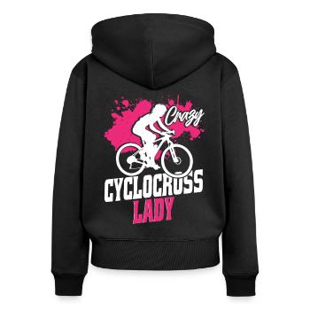 Crazy Cyclocross Lady - Women's Premium Organic Zip Hoodie - black - Back - Julia (174cm)