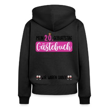 Frauen 20. Geburtstag Unterschreiben für Gäste - Frauen Premium Bio Zip Hoodie - Schwarz - Hinten - Julia (174cm)