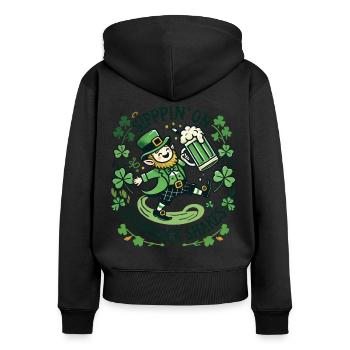 Sippin' On Shamrock Shakes St. Patricks Day Freude - Frauen Premium Bio Zip Hoodie - Schwarz - Hinten - Julia (174cm)