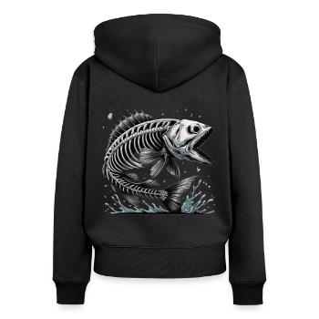 Poisson osseux maléfique des profondeurs - Sweat à capuche zippé Premium bio Femme - noir - Dos - Julia (174cm)