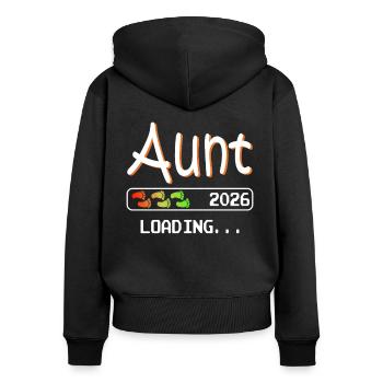Werdende Tante 2026 loading ich werde Tante - Frauen Premium Bio Zip Hoodie - Schwarz - Hinten - Julia (174cm)