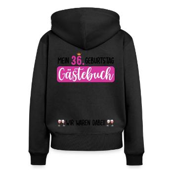 Frauen 36. Geburtstag Unterschreiben für Gäste - Frauen Premium Bio Zip Hoodie - Schwarz - Hinten - Julia (174cm)