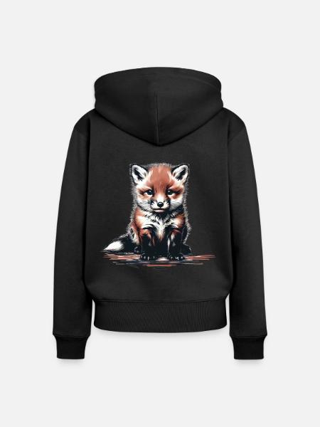 Fuchs Füchse Füchsin - Frauen Premium Bio Zip Hoodie - Schwarz