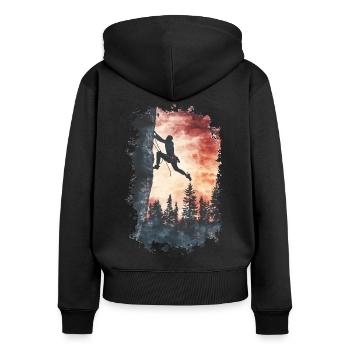 Felsklettern Alpen: Gipfel am Limit, Outdoor-Abent - Frauen Premium Bio Zip Hoodie - Schwarz - Hinten - Julia (174cm)