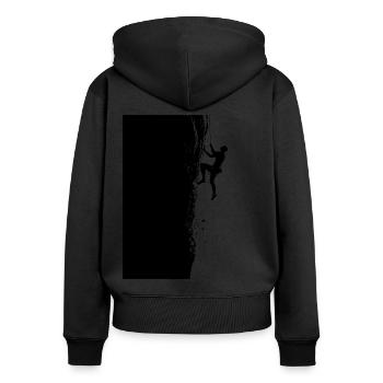 Klettern in den Alpen: Am Limit beim Felsklettern - Frauen Premium Bio Zip Hoodie - Schwarz - Hinten - Julia (174cm)