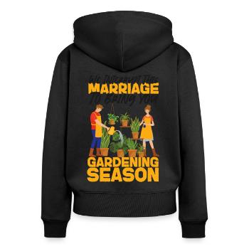Amoureux des plantes Jardinage Mari Femme - Sweat à capuche zippé Premium bio Femme - noir - Dos - Julia (174cm)