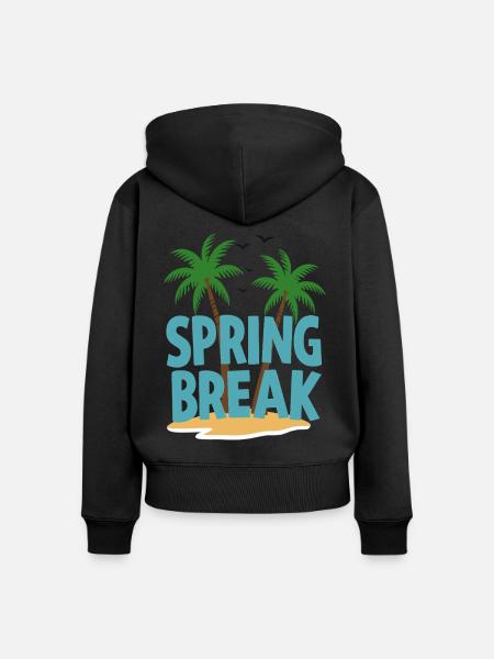Spring Break Palmen Strand - Frauen Premium Bio Zip Hoodie - Schwarz