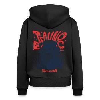 Gorilla Shirt: Techno-Vibes für Partygänger - Frauen Premium Bio Zip Hoodie - Schwarz - Hinten - Julia (174cm)