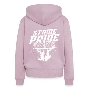 Marathon Marathonläufer Stride With Pride - Frauen Premium Bio Zip Hoodie - Altrosa - Hinten - Julia (174cm)
