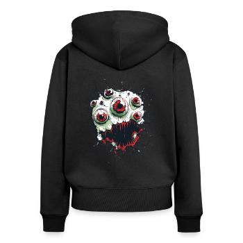 Auge des Schreckens – Monster bricht durch - Frauen Premium Bio Zip Hoodie - Schwarz - Hinten - Julia (174cm)
