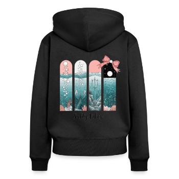 Salty Vibes – Océan et sirène - Sweat à capuche zippé Premium bio Femme - noir - Dos - Julia (174cm)