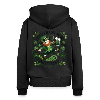 Leprechaun Mode Activates St. Patrick's Day - Women's Premium Organic Zip Hoodie - black - Back - Julia (174cm)