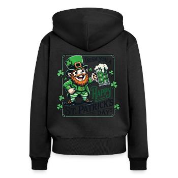 Lutin irlandais de la Saint-Patrick - Sweat à capuche zippé Premium bio Femme - noir - Dos - Julia (174cm)