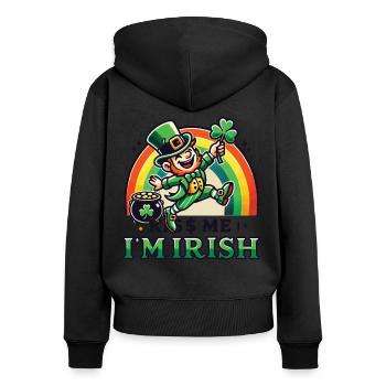 Saint-Patrick Embrasse-moi Je suis Irlandais - Sweat à capuche zippé Premium bio Femme - noir - Dos - Julia (174cm)